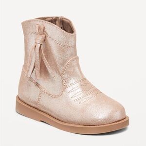 Old Navy NWT beige pink western style ankle boots toddler girls size 7